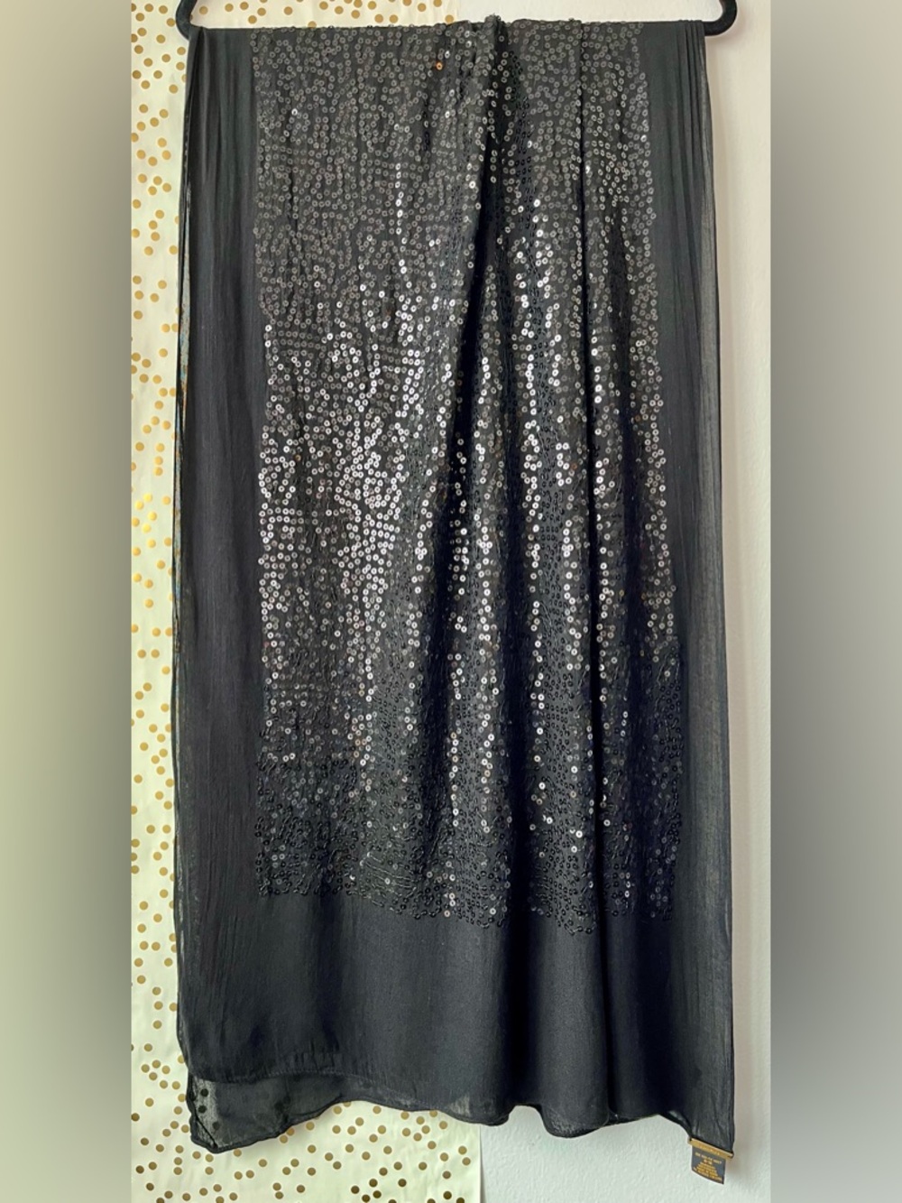 IMAN Black Sequin Large Shawl or Hijab